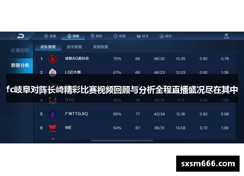 fc岐阜对阵长崎精彩比赛视频回顾与分析全程直播盛况尽在其中